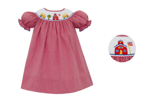 Back To School Girl's Gingham Bishop W/ Insert S/S