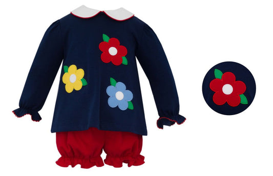 Navy Knit Bloomer Set