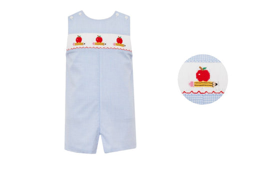 Apples & Pencils Boy's Gingham Boy ́s Short Jon Jon