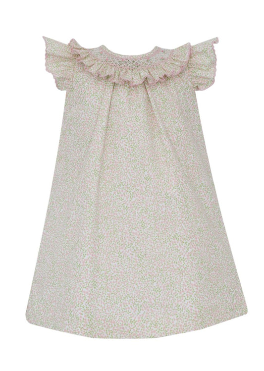 Evangeline A Line Dress W/ Smocked Ruffle Collar