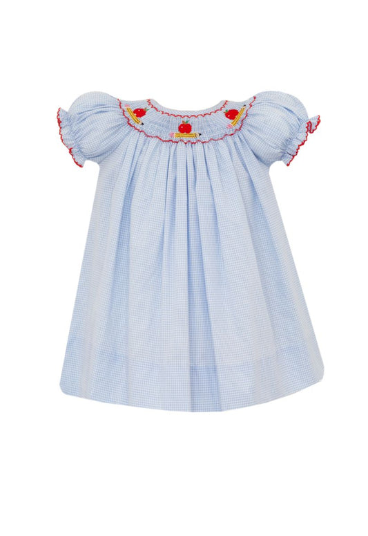 Apples & Pencils Girl’s Gingham Bishop S/S