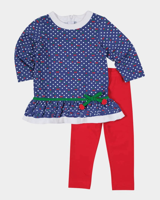 Polka Dot Cherry Knit Tunic Set