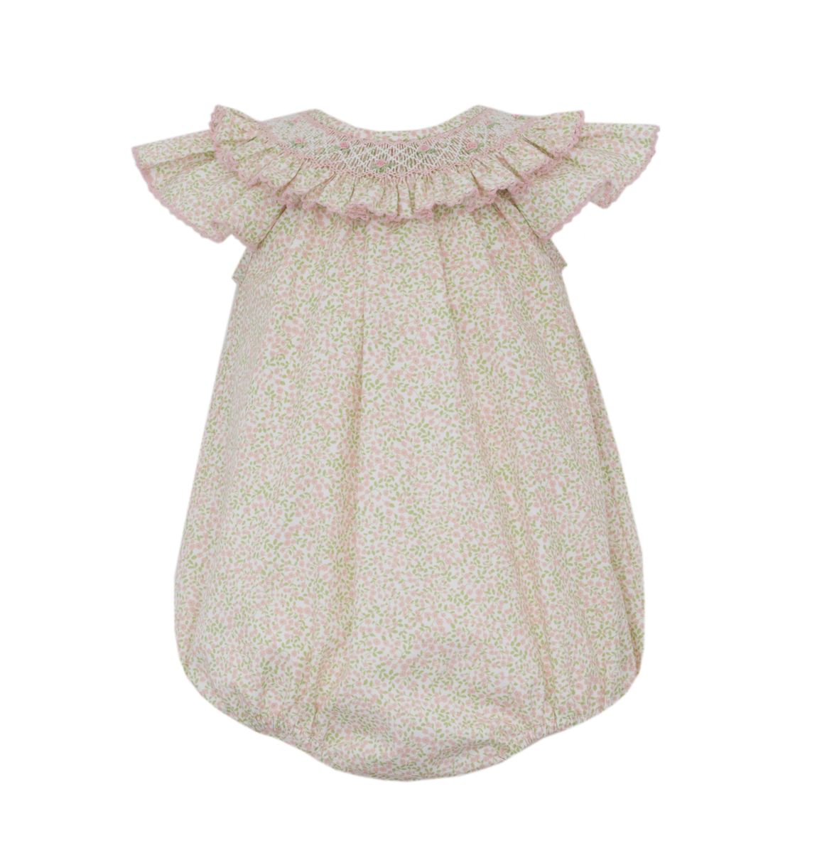 Evangeline Angel Wing Bishop Bubble W/ Smocked Ruffle Collar