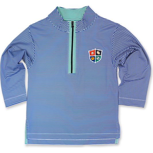 Stripe Performance Knit Half Zip w/ Sports Crest