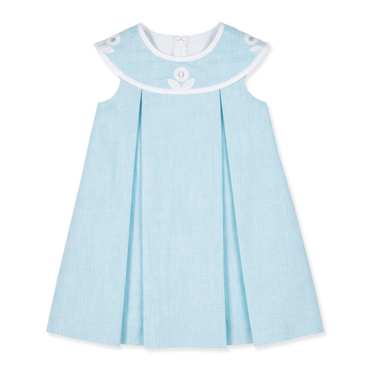 Linen-Look Dress With Vintage Flower