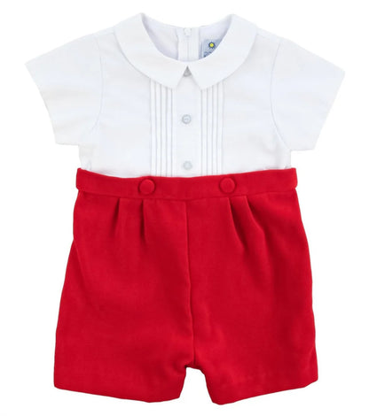 Pique and Velvet Short Sleeve All in One Shortall