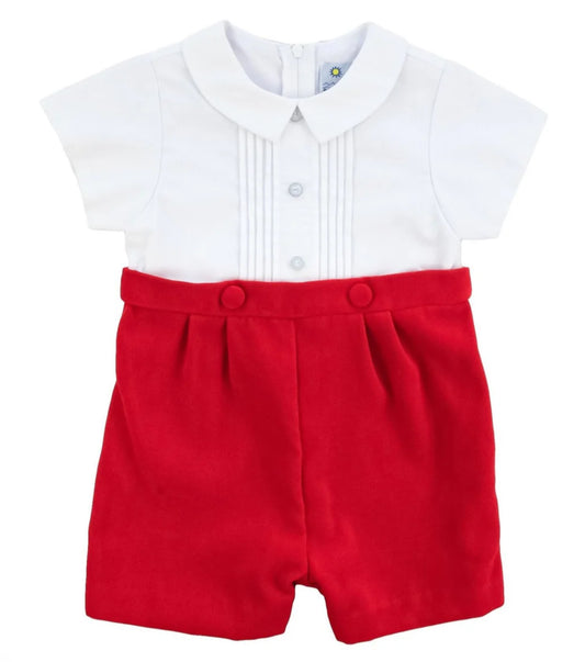 Pique and Velvet Short Sleeve All in One Shortall