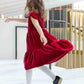 Stretch Velvet Dress With Tulip Sleeves