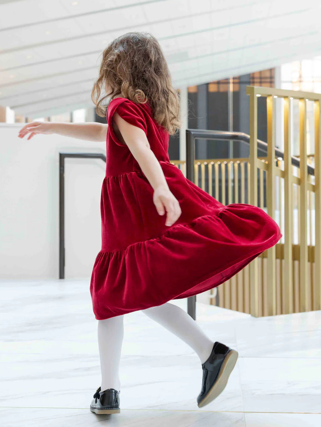Stretch Velvet Dress With Tulip Sleeves