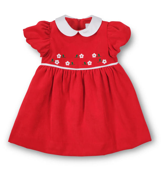 Velvet Waist Dress With Flowers
