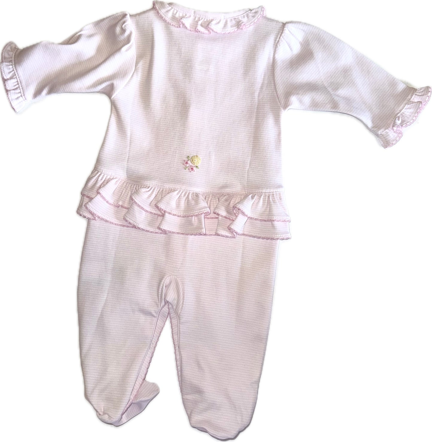 SCE Lemon Blossoms Footie W/ Hand Embroidered Stripe