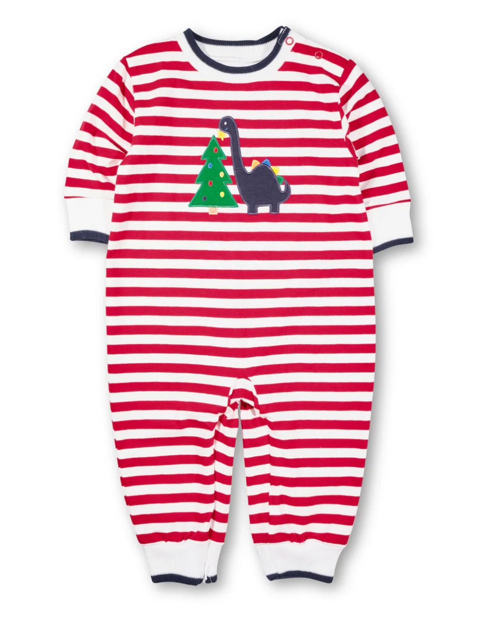 Stripe Knit Longall With Dino & Chistmas Tree