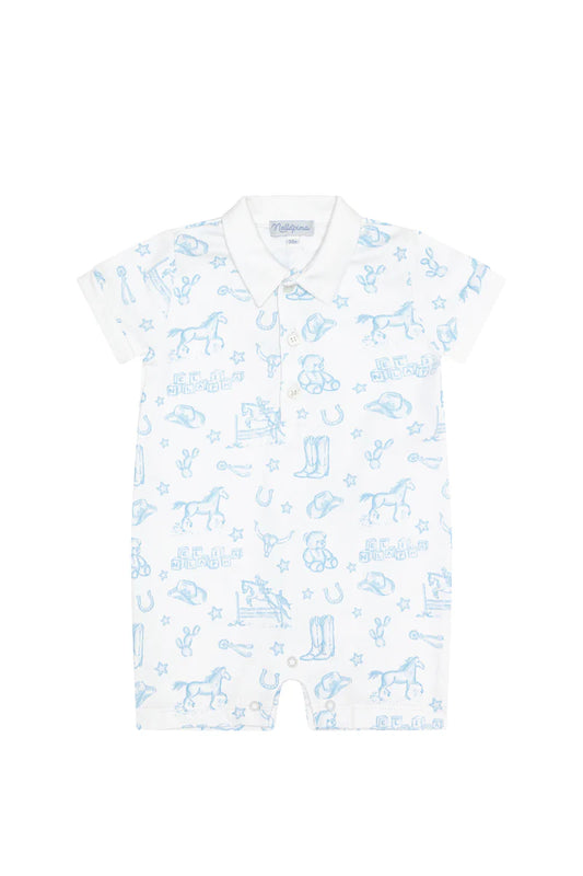 Blue Lone Star Toile Romper