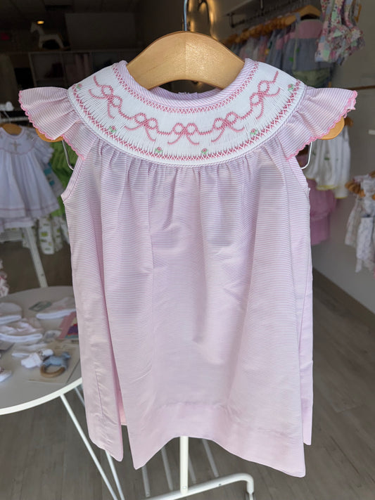 Harper Mini Gingham Sleeveless Dress W/ Ruffle Sleeves W/ Pink Bows