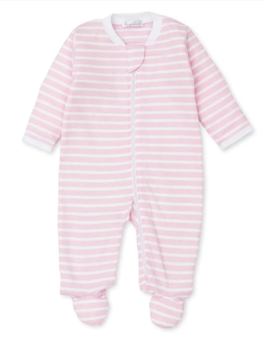 PJs Team Stripes Footie with Zipper Prt