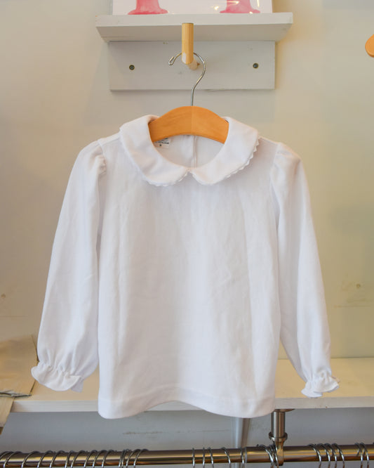 Long Sleeve Peter Pan Collar Shirt with Ric Rac trim