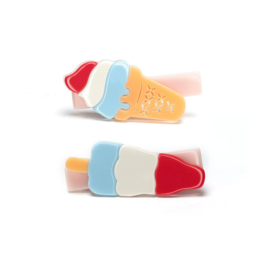 Popsicle & Ice Cream Red Blue Alligator Clips