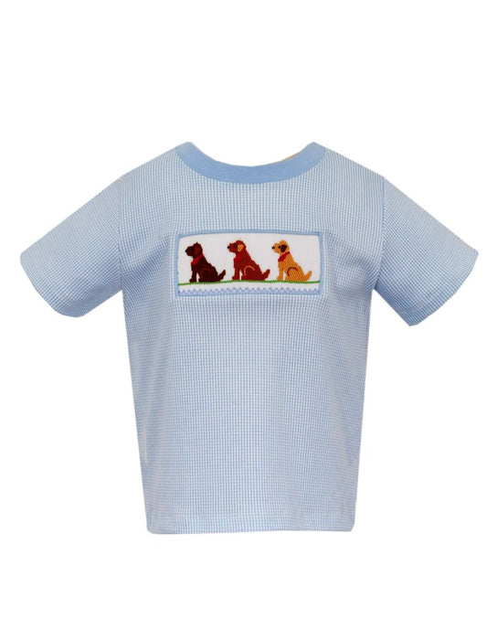 Labrador Blue knit check boy's T-shirt